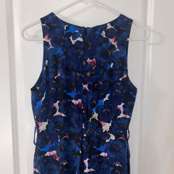Anthropologie "Seen Worn Kept" Blue Floral V Neck Floral Wide‎ Leg Jumpsuit - 4 - Picture 5 of 14